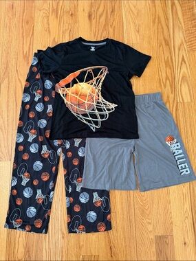 NWT Us Angels Dreamlife Boys Basketball Graphic 3 Piece Pajama Set Size 10/12